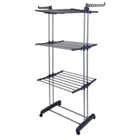 Clothes Drying Rack Rolling Collapsible Laundry Dryer Hanger Stand Rail Shelve
Wardrobe Clothing Drying Racks w/ Dual Side Wings