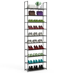 10 Tiers Shoe Rack Space-Saving 25-30Pairs Tall Shoe Shelf 23.03x10.82x72.83Inches Non-Woven Fabric Vertical Shoe Organizer For Hallway Entryway Close