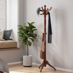 Classic Traditional Solid Wood Coat Rack in Walnut Finish