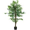 HOMCOM 5ft Artificial Ficus with Pot, Indoor Outdoor Fake Plant for Home Office Living Room Décor