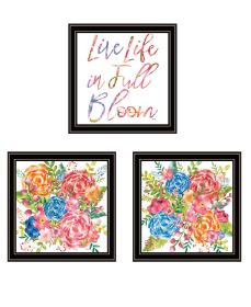 Trendy Decor 4U "Live Life in FULL Bloom!" Framed Wall Art for Living Room, Wall Art Print for Home Decor, Bedroom Wall Art by Heidi Kuntz