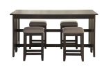 Dark Brown Finished Drop Leaf Table w/ 4 Stools