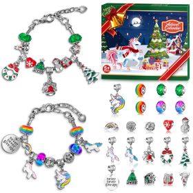 Advent Calendar 2024 Girls Unicorn Bracelet Making Kit, 24 Days Christmas Countdown Calendar with 2pcs DIY Charm Bracelets Kits