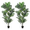 2pcs Large Artificial Plants Fake Palm Tree Tropical Palm Leaves Faux Palm Plants Tall Tree Indoor Real Touch Plastic Monstera Leaves for Home Garden