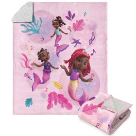 Disney The Little Mermaid Pink Mermaids Silk Touch Sherpa Throw Blanket 50X60 Inches