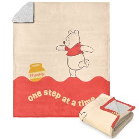 Disney Winnie the Pooh One Step Silk Touch Sherpa Throw Blanket 50X60 Inches