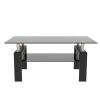 Rectangle Black Glass Coffee Table, Clear Coffee Table,Modern Side Center Tables for Living Room,Living Room Furniture