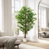 6ft Ficus Tree Artificial, Realistic Texture Potted Faux Ficus Tree, Fake Trees Indoor Outdoor for Home Office Living Room Bedroom Foyer Porch Decor