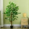 HOMCOM 5ft Artificial Ficus with Pot, Indoor Outdoor Fake Plant for Home Office Living Room Décor