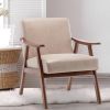 Mid-Century Modern Chair, Living Room Chair with Solid Wood Frame, Accent Chair Extra-Thick Backrest, Wingback Chair for Bedroom, Reading Room