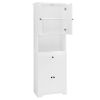 Tall Bathroom Cabinet with Four Doors, Large Storage Space Open Shelve, Upper Storage Cabinet, White