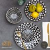 Thyme & Table Dinnerware Black & White Medallion 12 piece set Stoneware