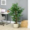 HOMCOM 5ft Artificial Ficus with Pot, Indoor Outdoor Fake Plant for Home Office Living Room Décor