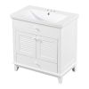 30" Bathroom Vanity with Sink; Bathroom Cabinet with Two Doors and One Drawer; White