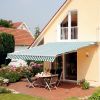 Outsunny 12' x 10' Retractable Awning Patio Awnings Sun Shade Shelter with Manual Crank Handle