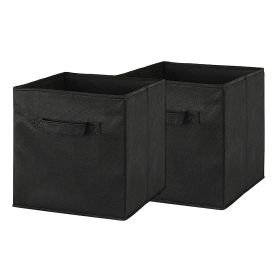 2 Sets Storage Bin Non-Woven Fabric Cube Organizer with Handle Foldable Cube Basket For Shelves Closet Living Room Bedroom Black (Option: StorageBin(2Pcs))