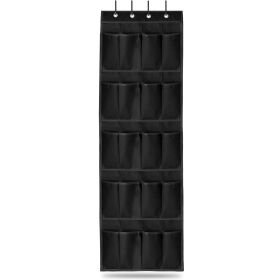 Over the Door Shoes Rack 20-Pocket Organizer 5-Layer Hanging Storage Shelf for Kids Shoes Closet Cabinet Slippers Small Toys (Option: 20PocketShoeOrganizer(Black))