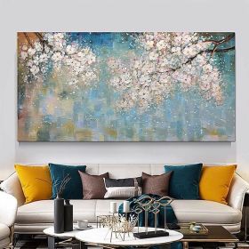 Oil Painting Hand Painted Horizontal Abstract Floral / Botanical Modern luxurious family corridor living room bedroom decoration painting (size: 40x80cm)