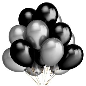 10pcs 12 inch Glossy Pearl Latex Balloons Birthday Party Wedding Colorful Inflatable Decor Ballon Kids Toys Air Balls (Color: black sliver)