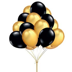 10pcs 12 inch Glossy Pearl Latex Balloons Birthday Party Wedding Colorful Inflatable Decor Ballon Kids Toys Air Balls (Color: gold black)