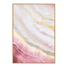 Hand Painted Gold Foil Abstract Oil Painting Wall Art Modern Minimalist Pink Marble Picture Canvas Home Decor For Living Room No Frame (size: 90x120cm)