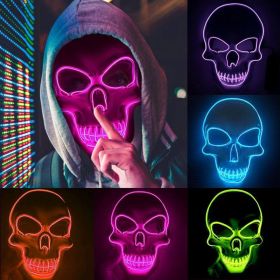 Halloween skull LED light-emitting mask Cold light atmosphere stage performance props New Year's party carnival masks (select: B32-blue)