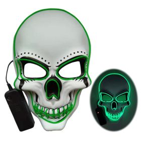 Halloween skull LED light-emitting mask Cold light atmosphere stage performance props New Year's party carnival masks (select: B32-green)