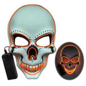 Halloween skull LED light-emitting mask Cold light atmosphere stage performance props New Year's party carnival masks (select: B32-orange)