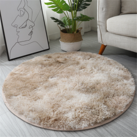 1pc, Non-Slip Plush Round Area Rug for Living Room and Kitchen - Soft and Durable Indoor Floor Mat for Home and Room Decor - 23.62 x 23.62 (Color: Tie-dye Beige, size: Diameter 23.62inch)