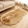 1pc Super Soft Area Rug, Plush Fluffy Faux Sheepskin Oval Floor Mat For Living Room Bedroom, Machine Washable Bedside Rugs