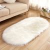 1pc Super Soft Area Rug, Plush Fluffy Faux Sheepskin Oval Floor Mat For Living Room Bedroom, Machine Washable Bedside Rugs