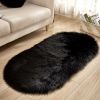 1pc Super Soft Area Rug, Plush Fluffy Faux Sheepskin Oval Floor Mat For Living Room Bedroom, Machine Washable Bedside Rugs