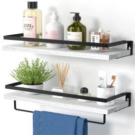 Bathroom Shelf with Towel Bar Set of 2 (Color: White)