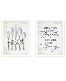 Trendy Decor 4U "Ready to Dine Humor" Framed Wall Art for Living Room, Wall Art Print for Home Decor, Bedroom Wall Art by Lettered & Lined (Color: as Pic)