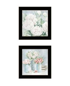 Trendy Decor 4U "Peaceful Pastel Peonies" Framed Wall Art for Living Room, Wall Art Print for Home Decor, Bedroom Wall Art by Cindy Jacobs (Color: as Pic)