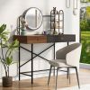 GO 40" Makeup Vanity Desk with 3-Mode Lighted Mirror & Wireless Charging Station , Vanity Table with Drawer & 3 Open Shelves for Ample Storage Space