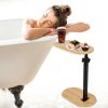 C-Shaped Bathtub Tray Table With Adjustable Height 360° Rotatable Desktop Freestanding Bath Caddy Against Wall Couch Bed Sofa Side Table