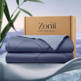 ZonLi Z-Magic Cooling Comforter Oversized King, Hypoallergenic Bamboo Viscose, Lightweight Breathable Soft Summer Blanket for Hot Sleepers (Color: Blue, size: 106*118)