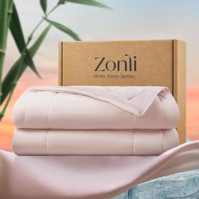 ZonLi Z-Magic Cooling Comforter, Hypoallergenic Bamboo Viscose, Lightweight Breathable Soft Summer Blanket for Hot Sleepers (Color: Cameo Rose, size: 90*90)