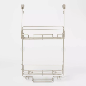 Over the Door Round Wire Shower Caddy Matte Satin (Color: Silver)