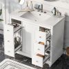 Contemporary Bathroom Vanity Cabinet - 36x18x34 inches, 4 Drawers & 1 Cabinet Door, Multipurpose Storage, Resin Integrated Sink, Adjustable Shelves