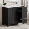 36" Modern Bathroom Vanity with USB Charging, Two Doors and Three Drawers Bathroom Storage Vanity Cabinet