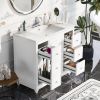 Contemporary Bathroom Vanity Cabinet - 36x18x34 inches, 4 Drawers & 1 Cabinet Door, Multipurpose Storage, Resin Integrated Sink, Adjustable Shelves